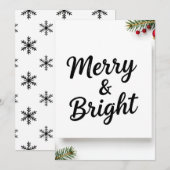 Moderne Minimalistische Merry & Bright Script Foto Feestdagenkaart (Voorkant / Achterkant)