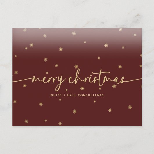 Moderne minimalistische Merry Christmas Script Bus Briefkaart (Voorkant)