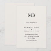 Moderne Minimalistische Micro Bruiloft Save the Da (Voorkant / Achterkant)