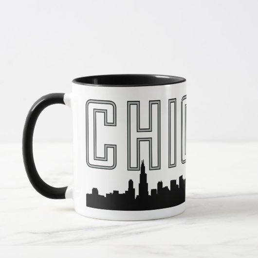 Moderne minimalistische Mok met de skyline van de  (Links)