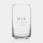 Moderne minimalistische monogram bruiloft blikvorm glas (Voorkant)