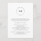 Moderne minimalistische Monogram bruiloft Initiale Informatiekaartje (Voorkant)