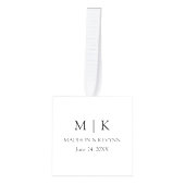Moderne minimalistische monogram bruiloft kubus ornament (Voorkant)
