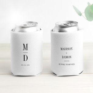 Moderne minimalistische monogram bruiloft legante blikjeskoeler