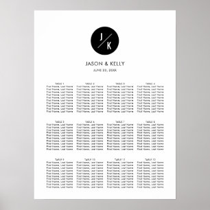 Moderne, minimalistische Monogram-bruiloft Poster