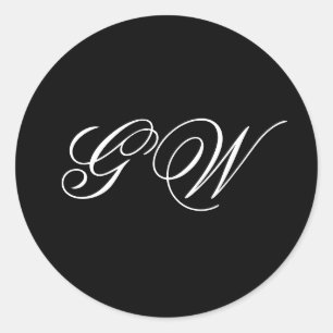 Moderne minimalistische monogram bruiloft ronde sticker