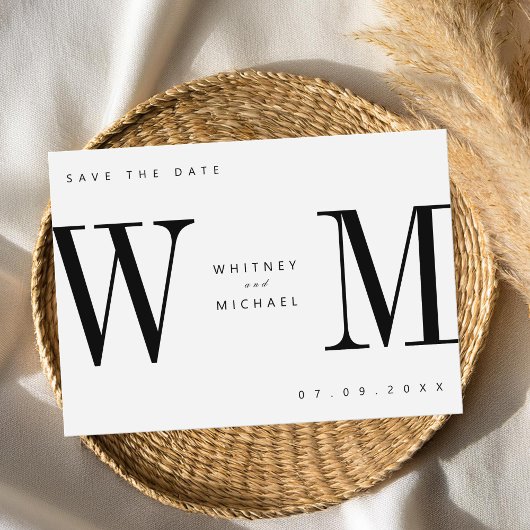 Moderne minimalistische monogram bruiloft save the date