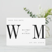 Moderne minimalistische monogram bruiloft save the date (Staand voorkant)