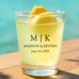 Moderne minimalistische monogram bruiloft shot glas