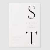 Moderne minimalistische monogram bruiloft vellum uitnodigingen (Voorkant)