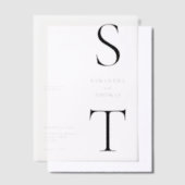 Moderne minimalistische monogram bruiloft vellum uitnodigingen (Offset)