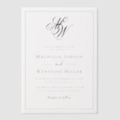 Moderne minimalistische monogram bruiloft vellum uitnodigingen (Voorkant)
