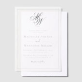 Moderne minimalistische monogram bruiloft vellum uitnodigingen (Offset)