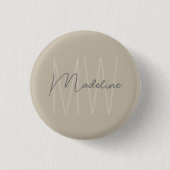 Moderne minimalistische monogram Button (Voorkant)
