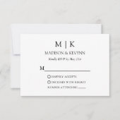 Moderne minimalistische monogram foto bruiloft QR- RSVP Kaartje (Voorkant)