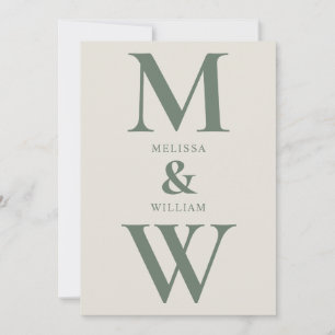 Moderne minimalistische Monogram Groene Champagne Kaart