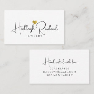 Moderne Minimalistische Monogram Handgemaakte Sier Visitekaartje