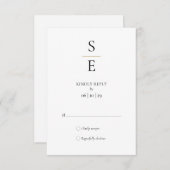Moderne minimalistische monogram Initialen bruilof RSVP Kaartje (Voorkant / Achterkant)
