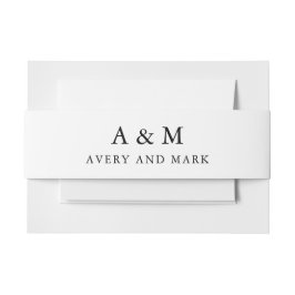 Moderne minimalistische Monogram Koppels Bruiloft Uitnodigingen Wikkel