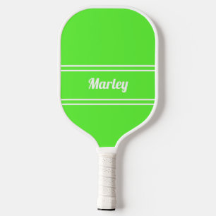 Moderne minimalistische monogram naam: Groene spor Pickleball Paddle
