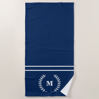 Moderne Minimalistische Monogram Navyblauw Strandlaken