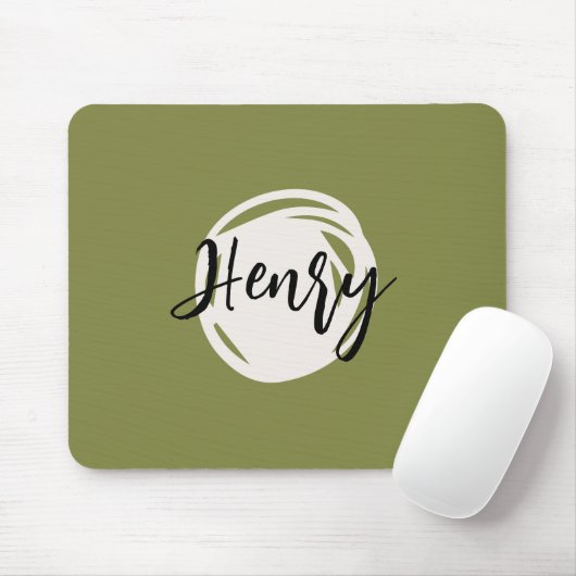 Moderne minimalistische monogram Olijfgroen Abstra Muismat (Met muis)