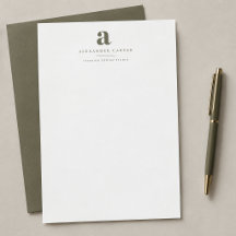 Moderne Minimalistische Monogram Olijfgroene Zakel