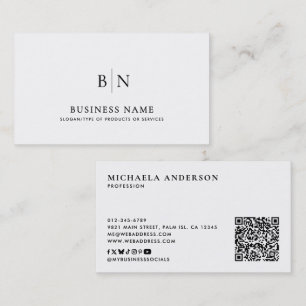 Moderne Minimalistische Monogram QR-code & Sociale Visitekaartje