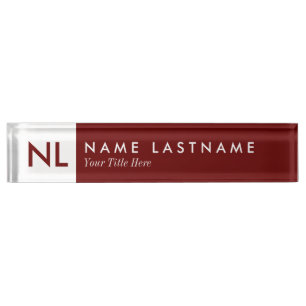 Moderne minimalistische monogram rode plaat naambordje