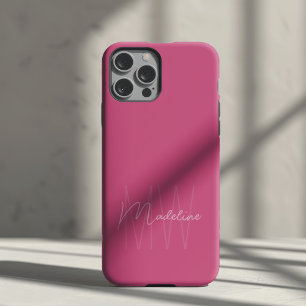 Moderne Minimalistische Monogram Roze iPhone 16 Pro Max Hoesje
