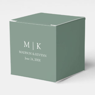 Moderne Minimalistische Monogram Sagegroene Trouw Bedankdoosjes