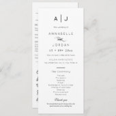 Moderne minimalistische monogram tijdloze bruiloft programma (Voorkant / Achterkant)