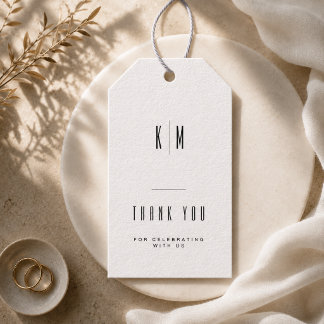 Moderne Minimalistische Monogram Trouw Dank Je Tag Cadeaulabel
