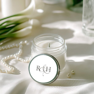 Moderne Minimalistische Monogram Trouwsticker Ronde Sticker