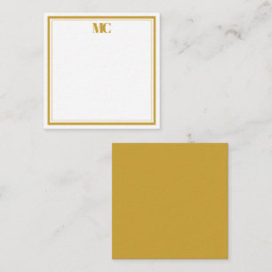 Moderne Minimalistische Monogram Twee Randen Goud Notitiekaartje