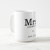 Moderne minimalistische "Mrs. Est" aangepaste naam Koffiemok (Voorkant links)