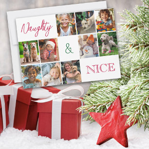 Moderne minimalistische Multi Photo Collage Kerstm Feestdagenkaart