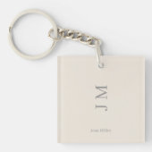 Moderne minimalistische naam en Initialen Sleutelhanger (Voorkant)
