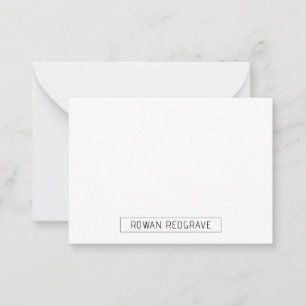 Moderne minimalistische naam Flat Note Kaart Notitiekaartje