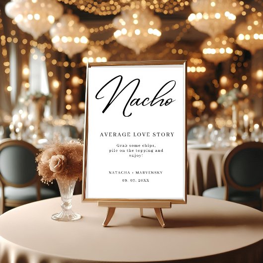 Moderne minimalistische Nacho Bar Wedding Station Reclamebord Met Voetstuk