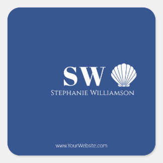 Moderne Minimalistische Nautilus Schelp Initialen Vierkante Sticker