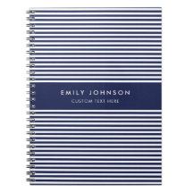 Moderne Minimalistische Navy Blauwe Strepen Monogr