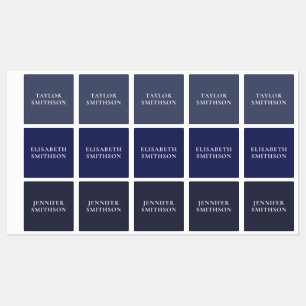 Moderne minimalistische Navy Blue Add Jouw naam Sc Labels