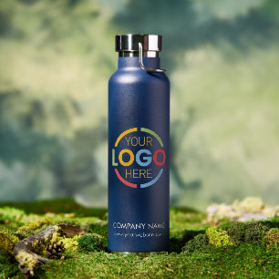 Moderne minimalistische Navy Blue Company Business Waterfles