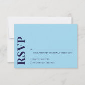 Moderne minimalistische Navy Blue Wedding RSVP Kaa (Voorkant)