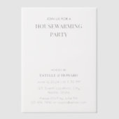 Moderne minimalistische New Home Housewarming Part Vellum Uitnodigingen (Voorkant)