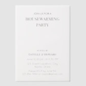 Moderne Minimalistische Nieuw-Huis-Veerfeestje Vellum Uitnodigingen (Voorkant)