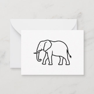 Moderne Minimalistische Olifant Silhouet Icoon Notitiekaartje