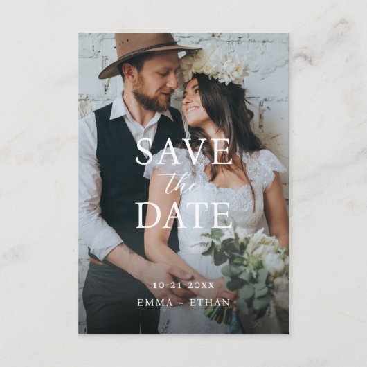 Moderne Minimalistische Olijfgrijs Save The Date (Voorkant)