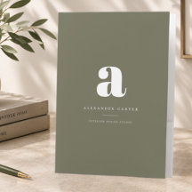 Moderne Minimalistische Olijfgroene Monogram Aange